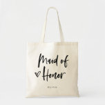 Casual Script | Chic Simple Maid of Honour Gift Tote Bag<br><div class="desc">This stylish and chic bridal party gift bag features modern,  casual black script typography that says "Maid of Honour, " and a trendy scribbled heart,  with her name in simple bold text. The perfect elegant wedding gift for your entire wedding party.</div>