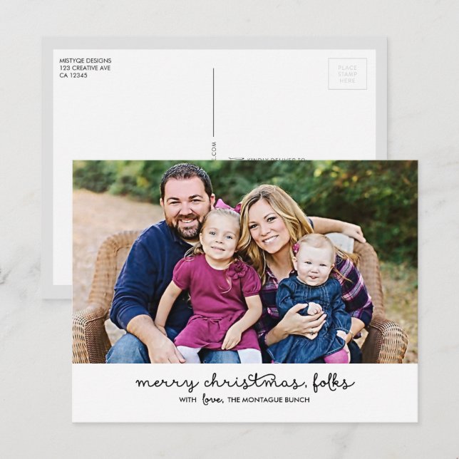 Casual Script Christmas Holiday Postcard (Front/Back)