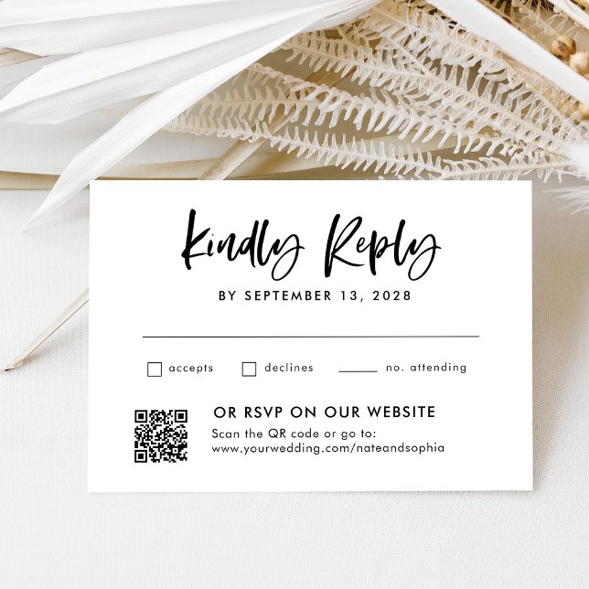 Casual Script | Combo and Traditional with QR Code RSVP Card (Creator Uploaded)
