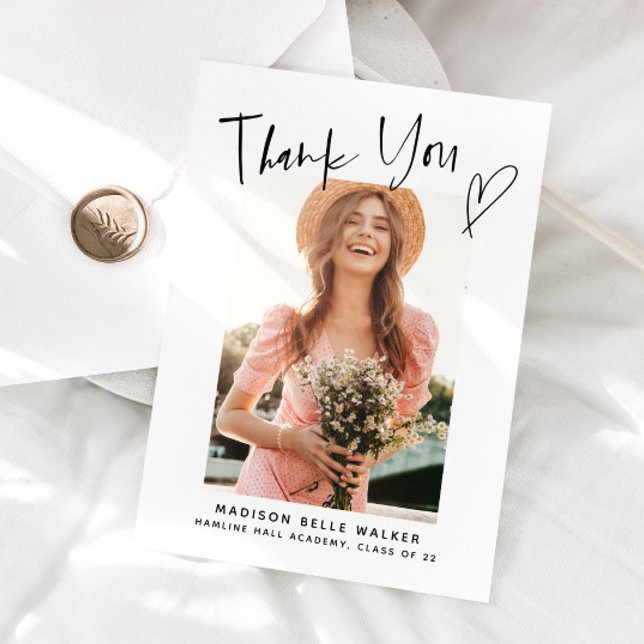 Casual Script Graduation Photo Thank You Heart  (Creator Uploaded)