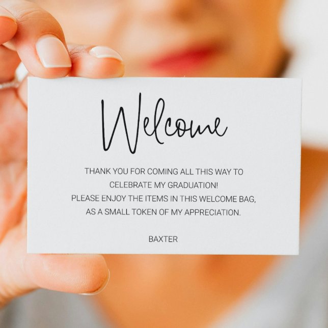 Casual Script Graduation Welcome Gift Bag Basket Place Card (Creator Uploaded)