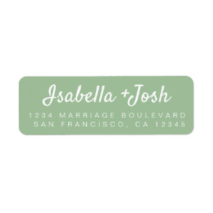 Casual Script Green Wedding Return Address