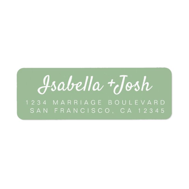 Casual Script Green Wedding Return Address (Front)