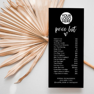 Casual Script Heart and Logo   Price List Services Rack Card