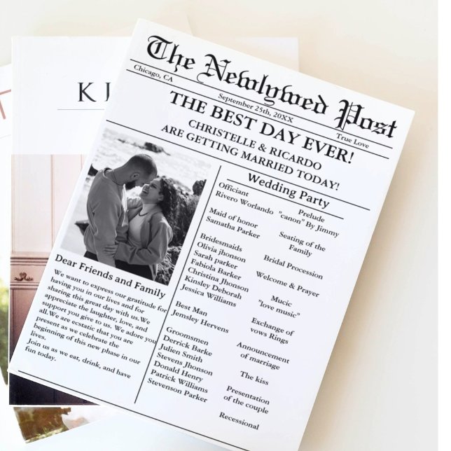 Casual script newspaper wedding save the date  invitation (Creator Uploaded)