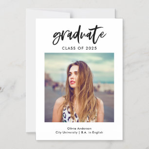 Casual Script Photo Graduate Announcement Magnetic