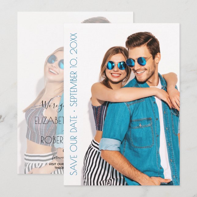 Casual Script Photo Wedding Save The Date (Front/Back)