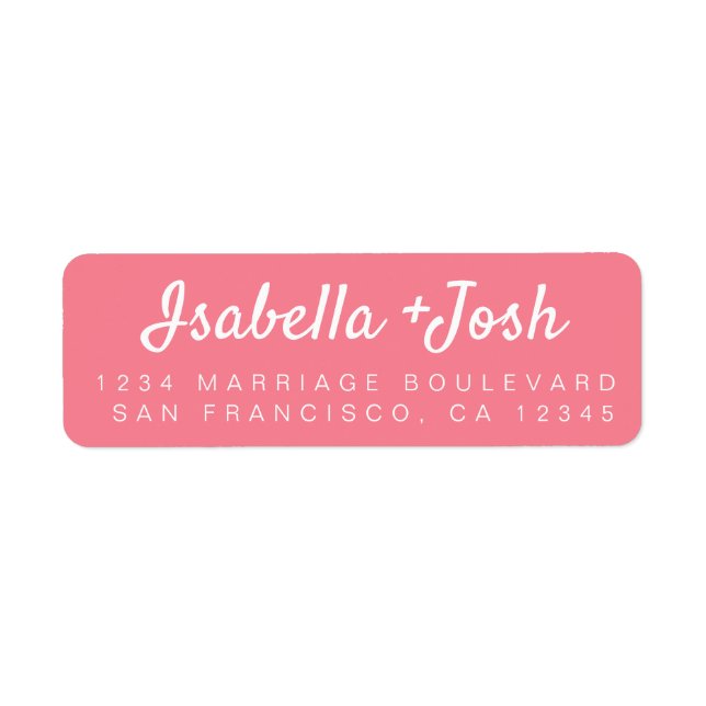 Casual Script Pink Wedding Return Address (Front)