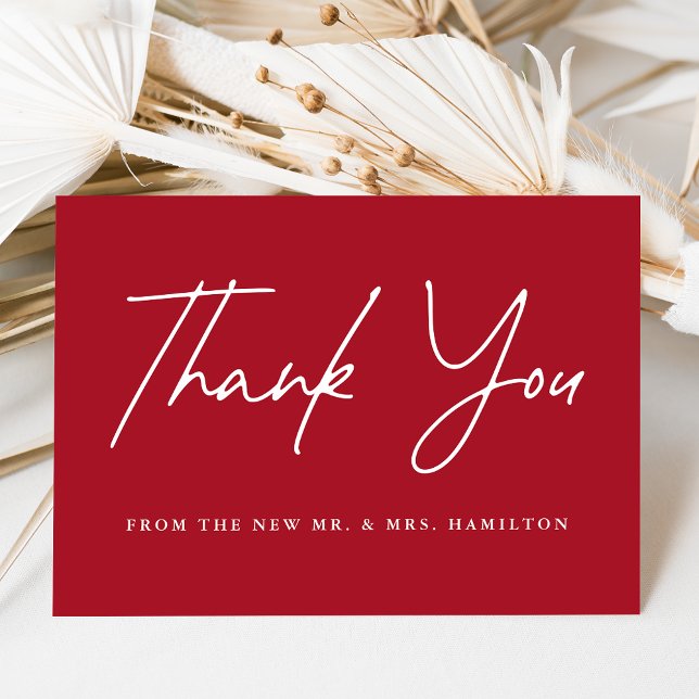 Casual Script Red Wedding Thank You Card (Creator Uploaded)