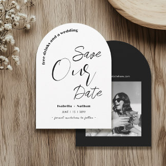 Casual Script Save The Date Free Drinks Wedding Invitation