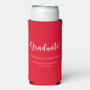 Casual Script Simple Graduation Party Seltzer Can Cooler