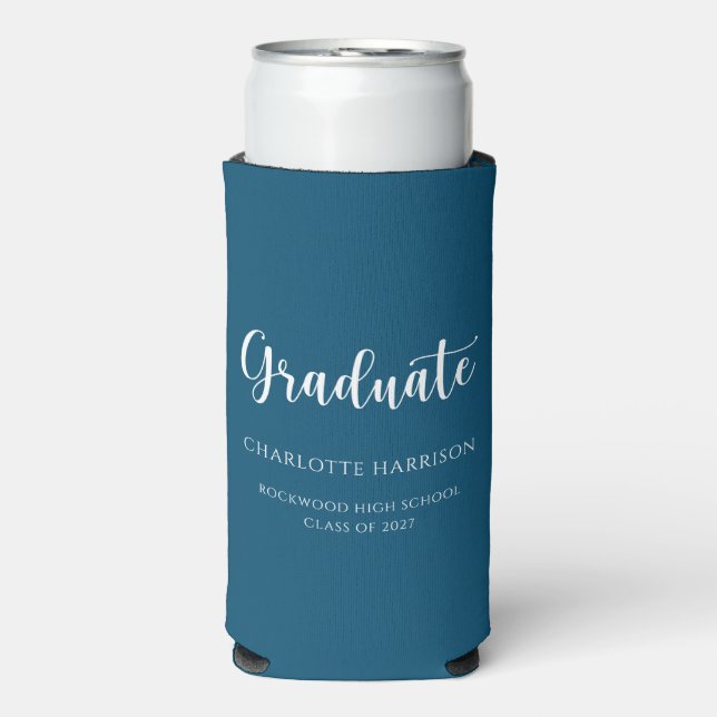 Casual Script Simple Graduation Party  Seltzer Can Cooler (Seltzer Front)