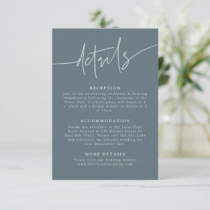 Casual Script Slate Blue Wedding Details Enclosure Card
