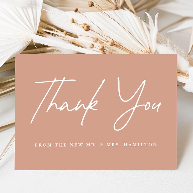Casual Script Terracotta Wedding Thank You Card (Creator Uploaded)