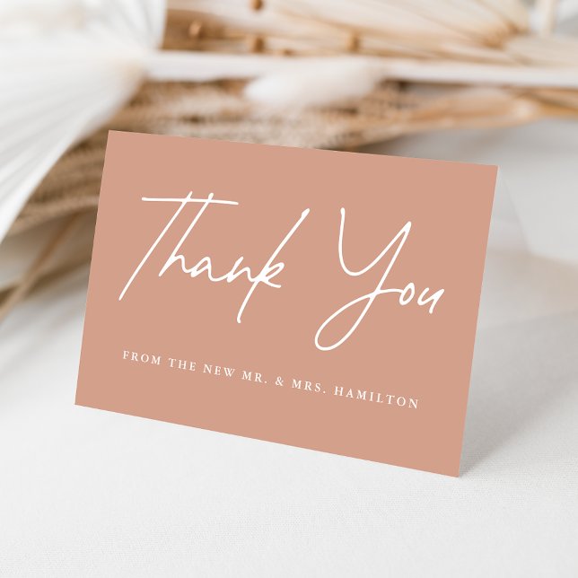 Casual Script Terracotta Wedding Thank You Card (Creator Uploaded)