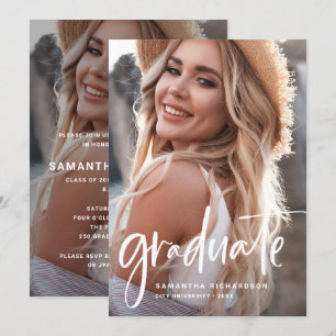 Casual Script Two Photo Graduation Party Invitation