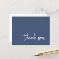Casual Script Typography Dark Denim Blue Thank You