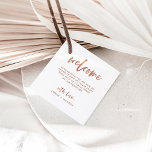 Casual Script | Wedding Welcome Gift Bag or Basket Favour Tags<br><div class="desc">These simple and modern wedding welcome tags for your gift bag or gift basket for guests feature casual faux rose gold and white script typography. An elegant and chic minimalist look your out-of-town guests will love - leave a gift bag filled with treats in their hotel room with this tag...</div>