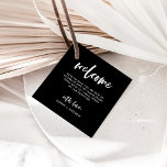 Casual Script | Wedding Welcome Gift Bag or Basket Favour Tags<br><div class="desc">These black simple and modern wedding welcome tags for your gift bag or gift basket for guests feature casual script typography. An elegant and chic minimalist look your out-of-town guests will love - leave a gift bag filled with treats in their hotel room with this tag attached!</div>