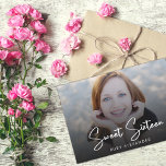 Casual Script White 4 Photo Sweet 16 Birthday  Invitation<br><div class="desc">Casual Script White 4 Photo Sweet 16 Birthday Party Invitation - A classic invitation featuring 4 of the birthday girl's photos. The front of the invitation features a full bleed photo with white script text overlay and name. The back of the invitation features 3 beautiful photos with all of your...</div>