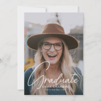 Casual Script White | Photo Graduation Party