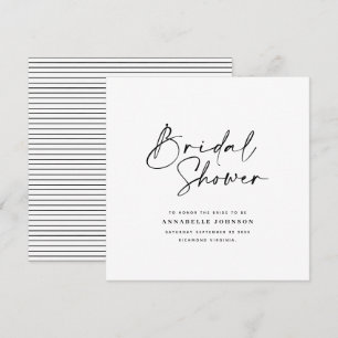Casual script white simple bridal shower save the date