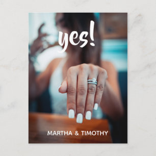 Casual Script Yes! Engagement Announcement Postcard