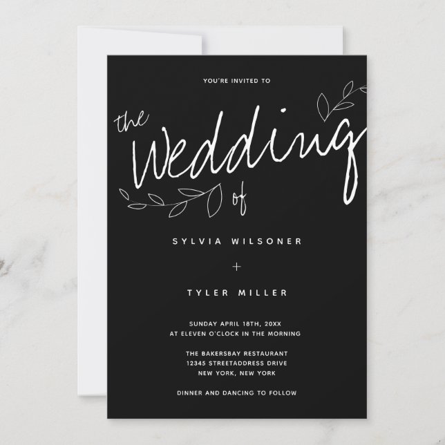 Casual Simple Modern Black Typography Invitation (Front)