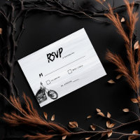 Casual Simple Motorcycle Themed Wedding RSVP Card