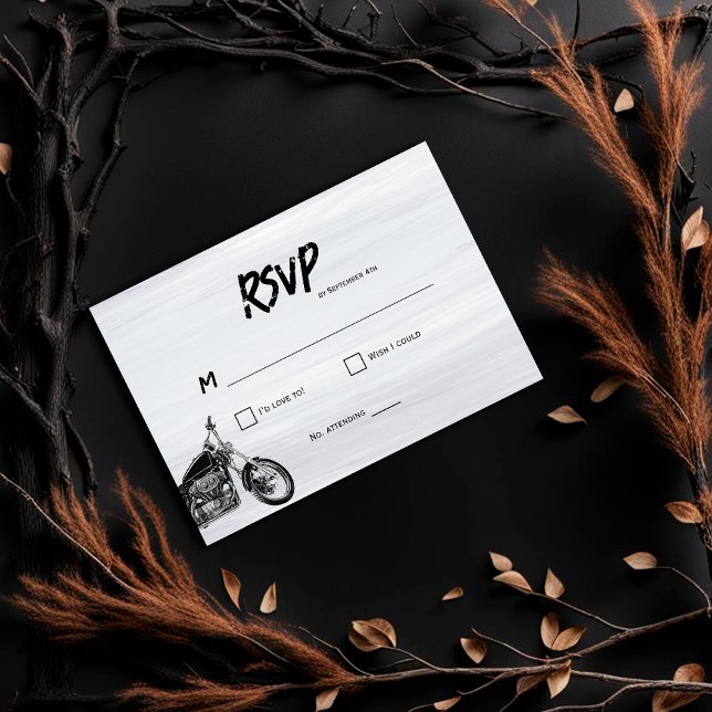 Casual Simple Motorcycle Themed Wedding RSVP Card (Creator Uploaded)