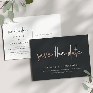 Casual Sketch Rose Gold Modern Save the Date Announcement Postcard