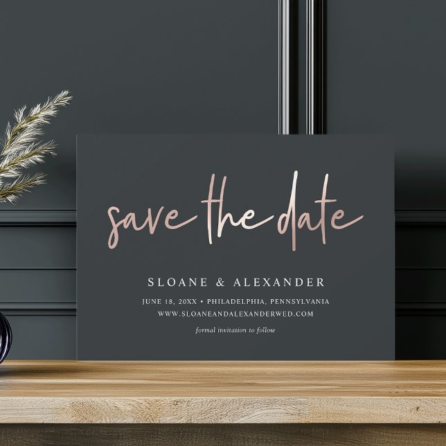 Casual Sketch Rose Gold | Modern Wedding Save The Date (Creator Uploaded)