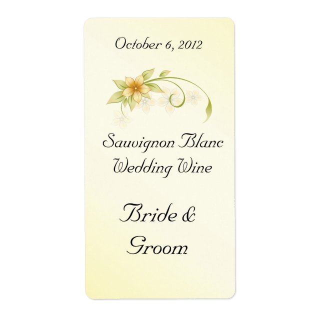 Casual Spring Floral Wedding Wine Avery Label (Front)