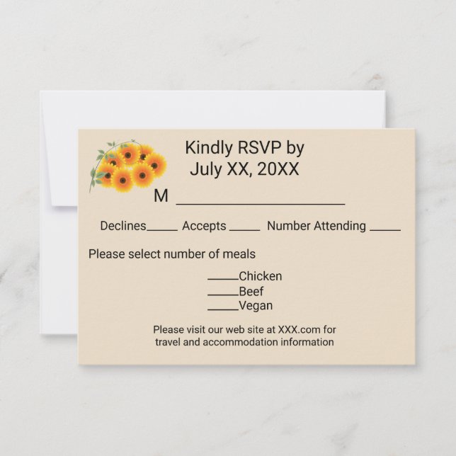 Casual Sunflower RSVP Card (Front)