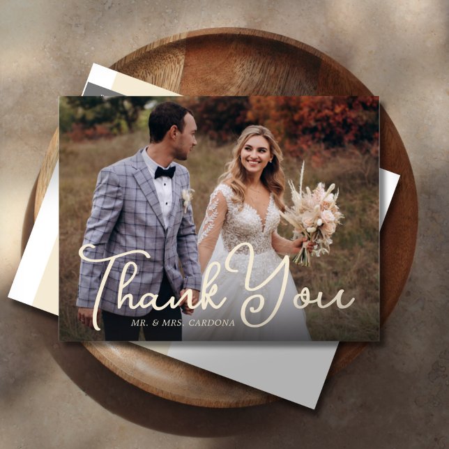 Casual Thank You Script Photo Announcement Postcard (Creator Uploaded)