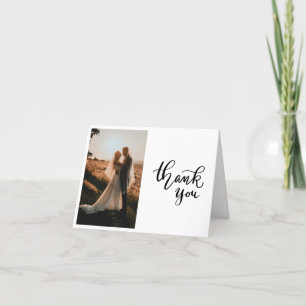 Casual Thank You Script Wedding Photo Card