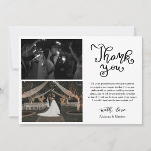 Casual Thank You Script Wedding Photo Collage Card
