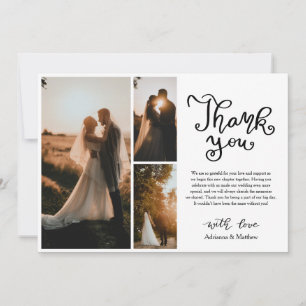 Casual Thank You Script Wedding Photo Collage Card