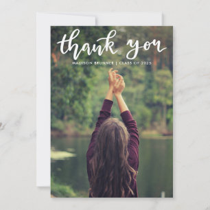 Casual Thank You Typography Script Graduate Photo Card