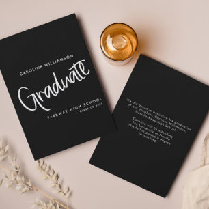 Casual Trendy Script Black Graduation Announcement