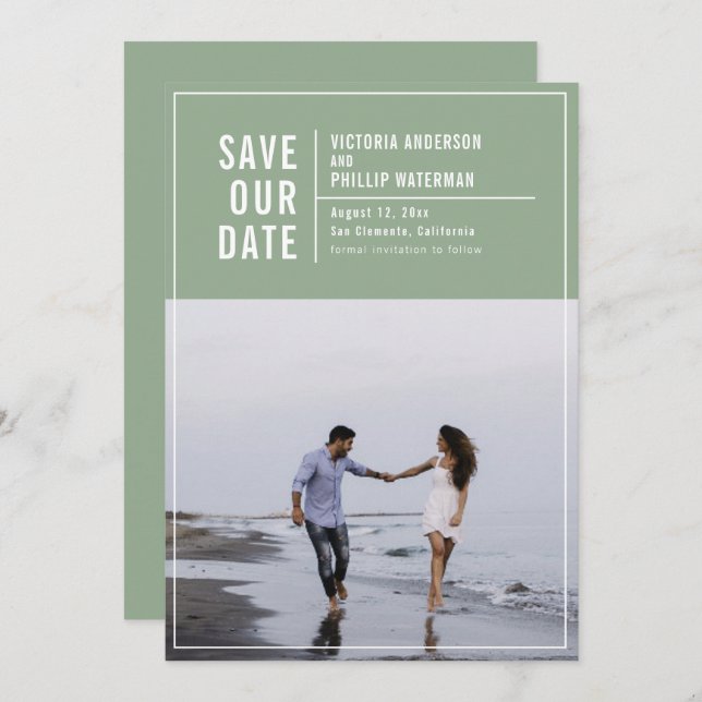 Casual Typography Frame Flat Save The Date Photo (Front/Back)