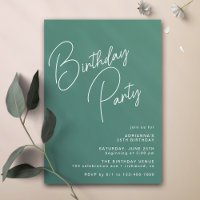 Casual Typography | Modern Sea Green Teal Birthday
