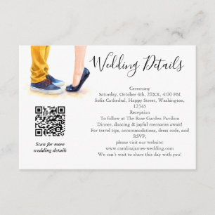 Casual Wedding Modern Script Couple Illustration  Enclosure Card