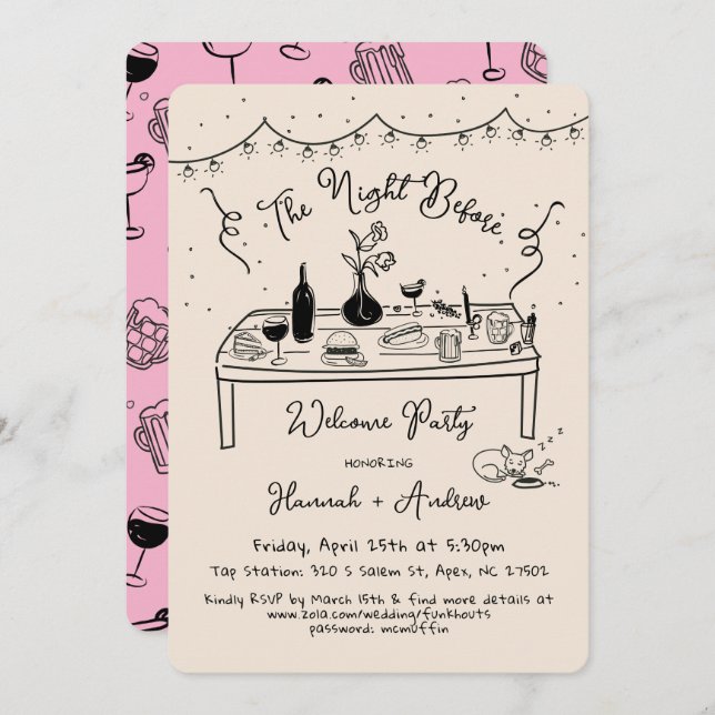 Casual Welcome Night Before Pub Restaurant Invitation (Front/Back)