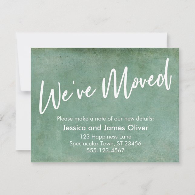 Casual "We've Moved" Turquoise Announcement (Front)