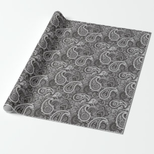 Casual yet Elegant Black White Paisley Wedding Wrapping Paper