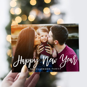 Casually Brushed EDITABLE COLOR New Year Card