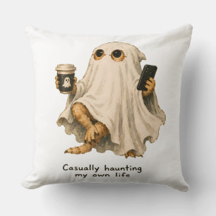 Casually Haunting My Own Life Bearded Dragon Art Cushion