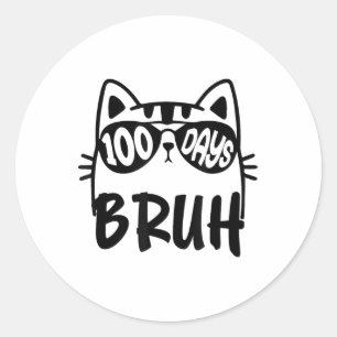 Cat 100th Day Of School Teacher Boys 100 Days Of Classic Round Sticker