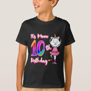 Cat 10th birthday party hat ballerina fur animal T-Shirt
